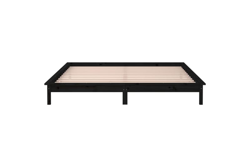 beBasic Sengeramme med LED svart 200x200 cm heltre - Svart - Møbler - Senger - Sengeramme & sengestamme