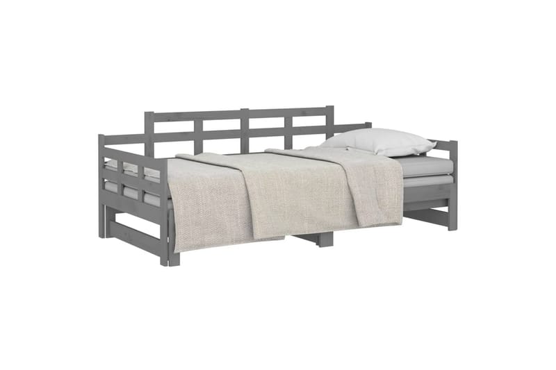 beBasic Uttrekkbar dagseng grå heltre furu 2x(80x200) cm - GrÃ¥ - Sengeramme & sengestamme