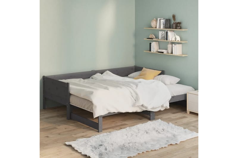 beBasic Uttrekkbar dagseng grå heltre furu 2x(90x190) cm - GrÃ¥ - Sengeramme & sengestamme