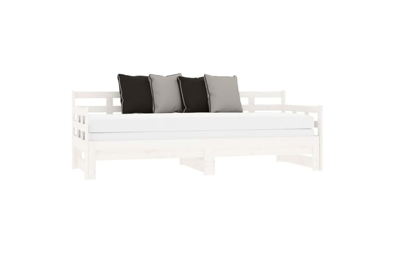 beBasic Uttrekkbar dagseng hvit heltre furu 2x(90x190) cm - Hvit - Møbler - Senger - Sengeramme & sengestamme