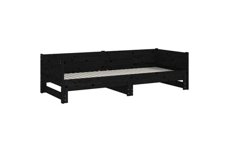 beBasic Uttrekkbar dagseng svart heltre furu 2x(80x200) cm - Svart - Møbler - Senger - Sengeramme & sengestamme