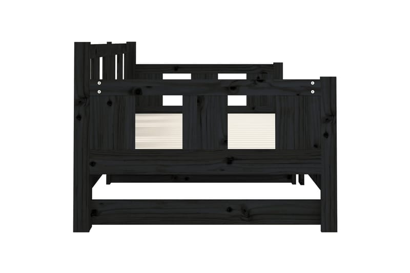 beBasic Uttrekkbar dagseng svart heltre furu 2x(80x200) cm - Svart - Sengeramme & sengestamme
