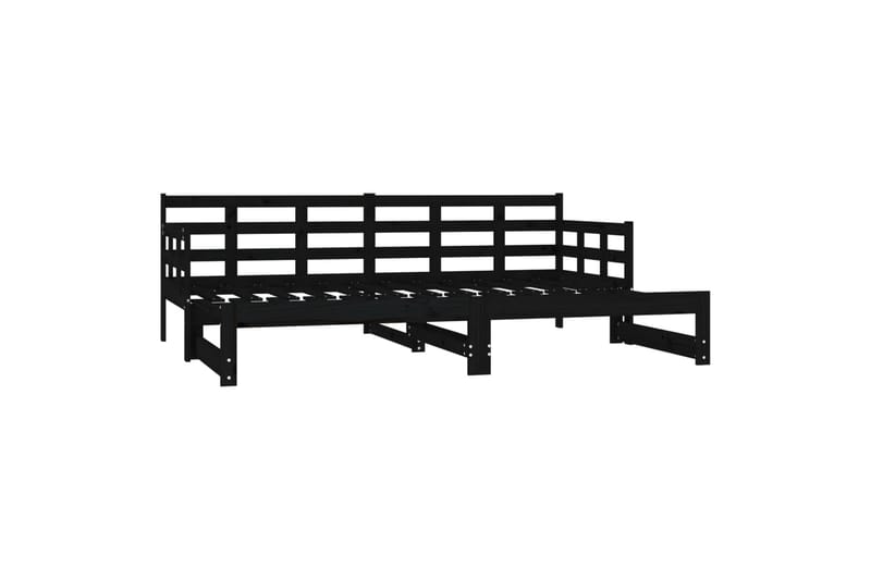 beBasic Uttrekkbar dagseng svart heltre furu 2x(80x200) cm - Svart - Møbler - Senger - Sengeramme & sengestamme