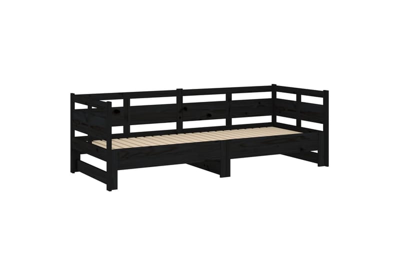 beBasic Uttrekkbar dagseng svart heltre furu 2x(90x200) cm - Svart - Møbler - Senger - Sengeramme & sengestamme