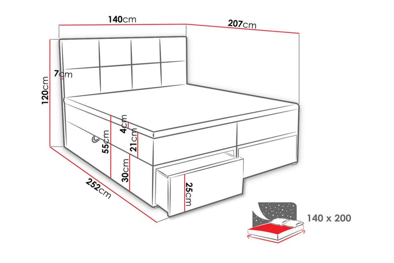 Bodskatan Sengpakke Kontinentalseng 140x200 cm - Svart - Møbler - Senger - Komplett sengepakke