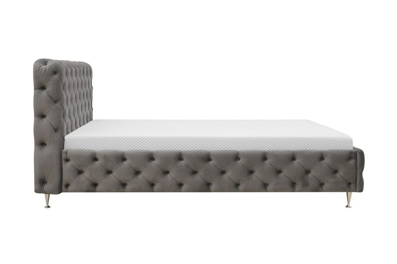 Chesterfield Komplett Sengpakke Sengeramme med Madrass 120x200 cm - Grå - Møbler - Senger - Komplett sengepakke