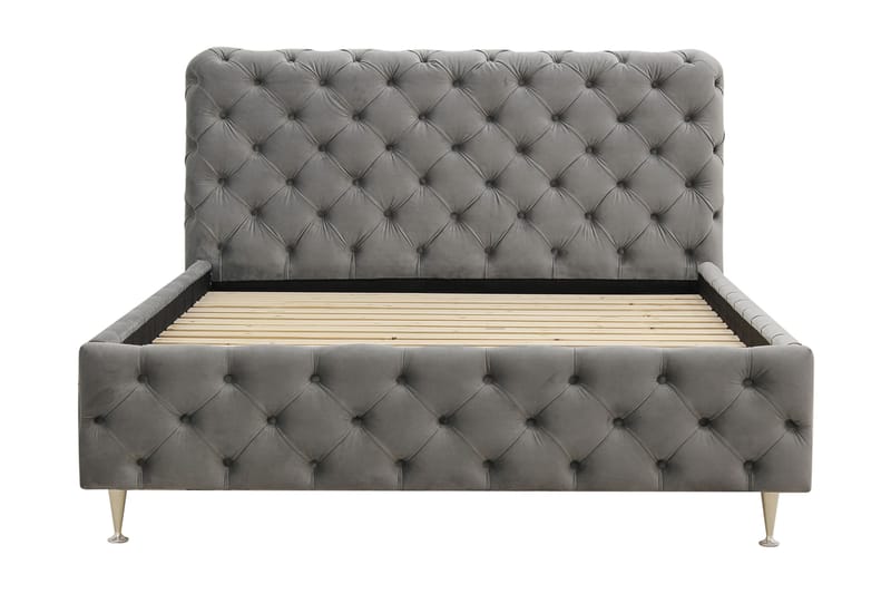 Chesterfield Komplett Sengpakke Sengeramme med Madrass 120x200 cm - Grå - Møbler - Senger - Komplett sengepakke