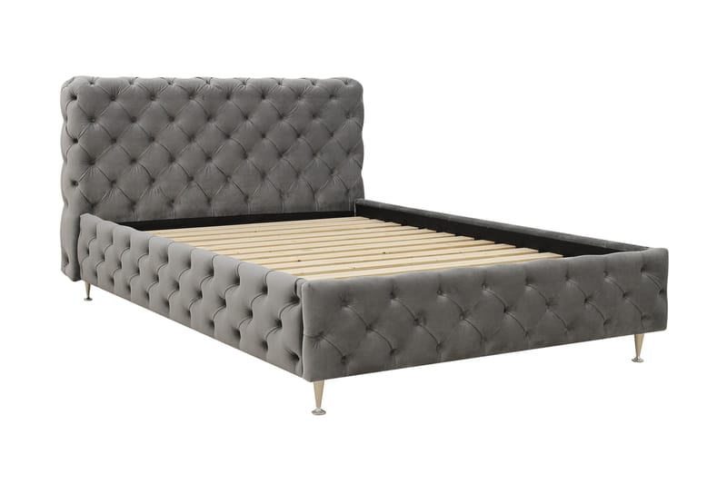 Chesterfield Komplett Sengpakke Sengeramme med Madrass 120x200 cm - Grå - Møbler - Senger - Komplett sengepakke