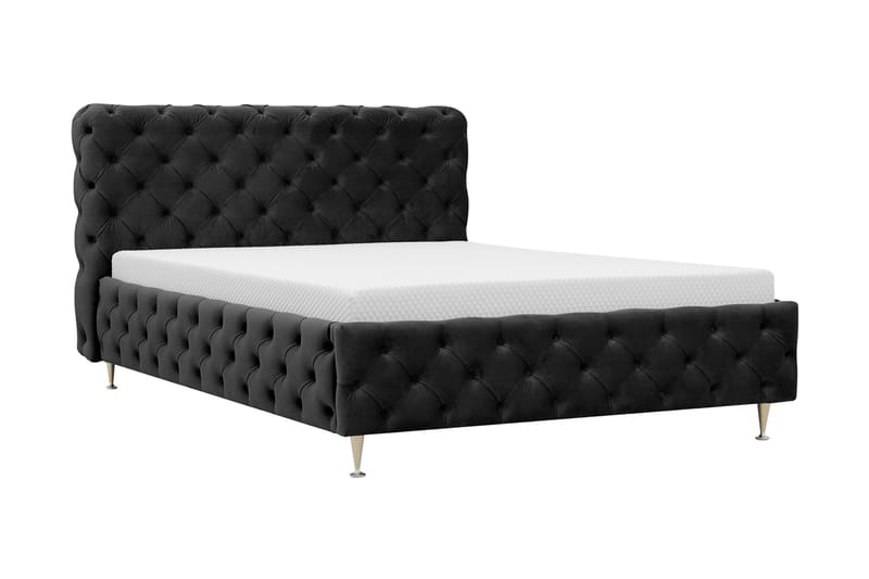 Chesterfield Komplett Sengpakke Sengeramme med Madrass 120x200 cm - Svart - Møbler - Senger - Komplett sengepakke