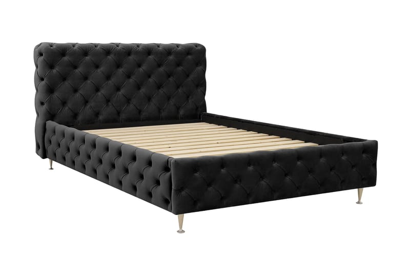 Chesterfield Komplett Sengpakke Sengeramme med Madrass 120x200 cm - Svart - Møbler - Senger - Komplett sengepakke