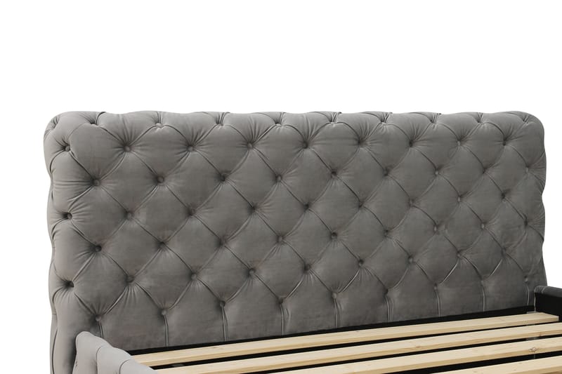 Chesterfield Komplett Sengpakke Sengeramme med Madrass 160x200 cm - Grå - Møbler - Senger - Komplett sengepakke