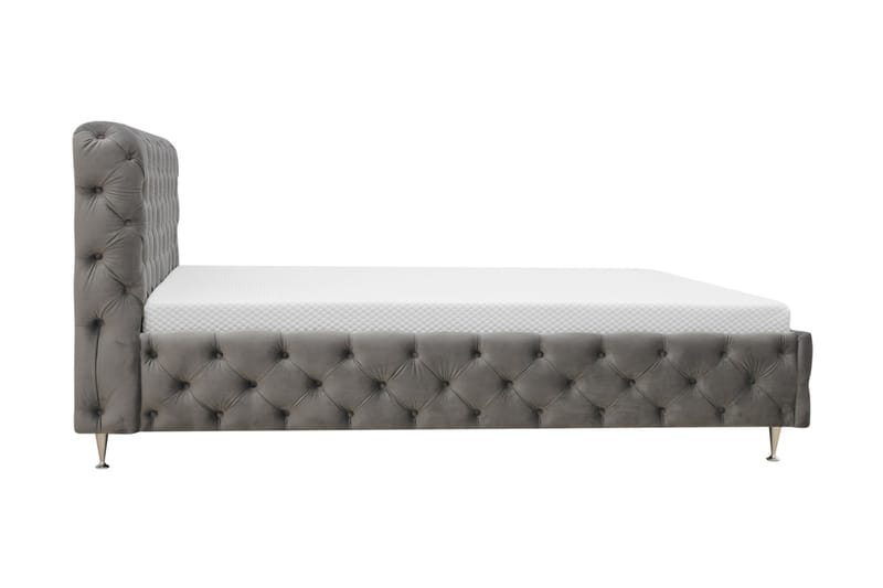 Chesterfield Komplett Sengpakke Sengeramme med Madrass 160x200 cm - Grå - Møbler - Senger - Komplett sengepakke