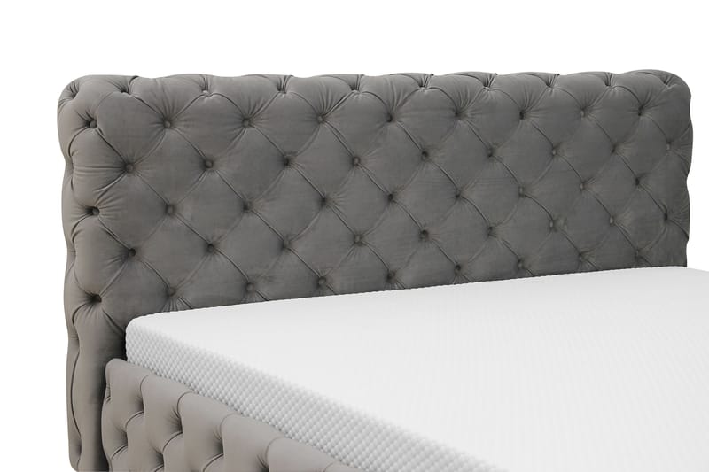 Chesterfield Komplett Sengpakke Sengeramme med Madrass 160x200 cm - Grå - Møbler - Senger - Komplett sengepakke