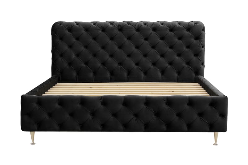 Chesterfield Komplett Sengpakke Sengeramme med Madrass 160x200 cm - Svart - Møbler - Senger - Komplett sengepakke