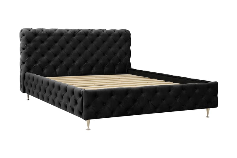 Chesterfield Komplett Sengpakke Sengeramme med Madrass 160x200 cm - Svart - Møbler - Senger - Komplett sengepakke