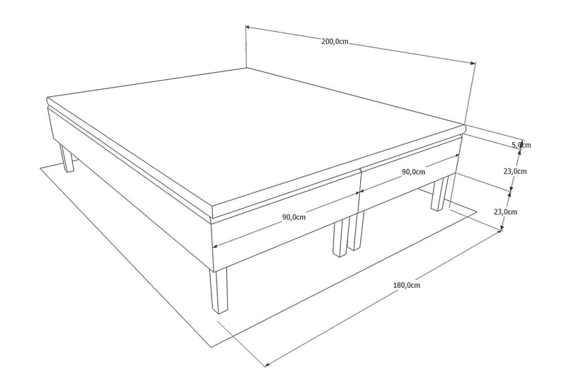 Viken Bas Rammeseng 180X200Cm - Beige, Konisk ben - Møbler - Senger - Dobbeltsenger