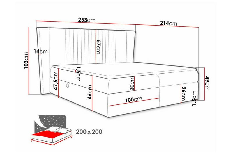 Boisdale Kontinentalseng 200x200 cm - Blå/BL1 - Møbler - Senger - Familieseng