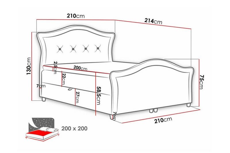 Boisdale Kontinentalseng 200x200 cm - Grå - Møbler - Senger - Familieseng