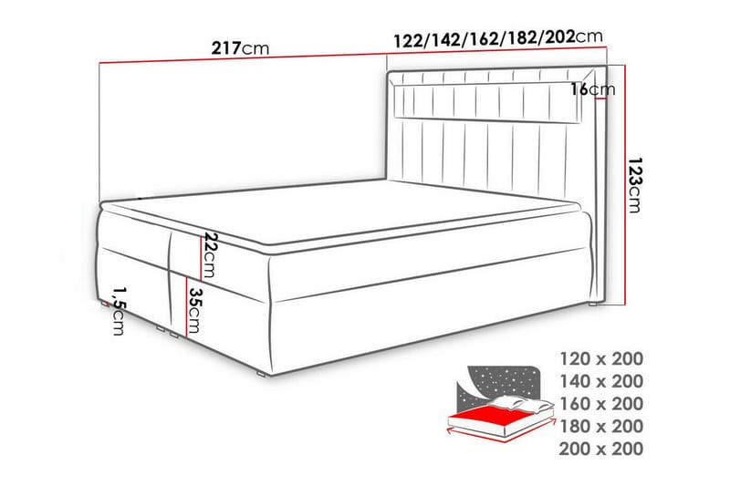 Boisdale Kontinentalseng 200x200 cm - Lysegrå - Møbler - Senger - Familieseng