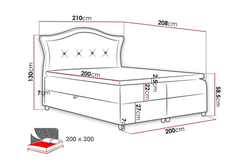 Boisdale Kontinentalseng 200x200 cm - Mørkegrå - Møbler - Senger - Familieseng