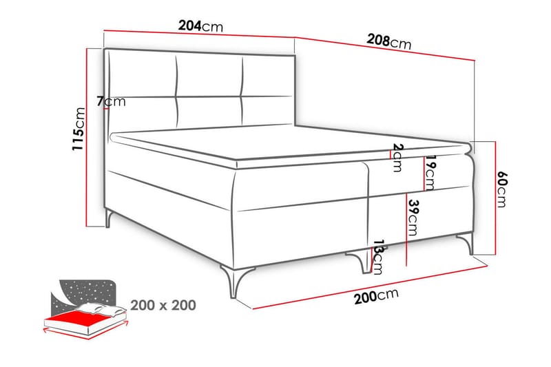 Galtebol Sengpakke Kontinentalseng 200x200 cm - Blå - Møbler - Senger - Komplett sengepakke