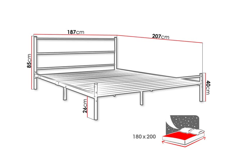 Garrick Sengeramme 180x200 cm - Hvit - Møbler - Senger - Sengeramme & sengestamme