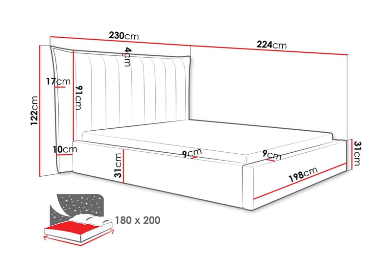 Garson Sengeramme 180x200 cm - Svart - Møbler - Senger - Sengeramme & sengestamme