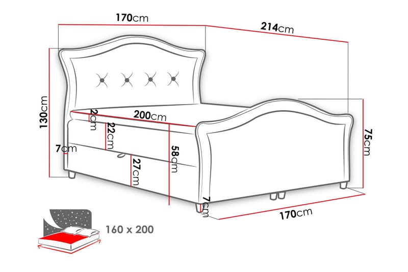 Hestra Lux Sengpakke Kontinentalseng 160x200 cm - Svart - Møbler - Senger - Komplett sengepakke