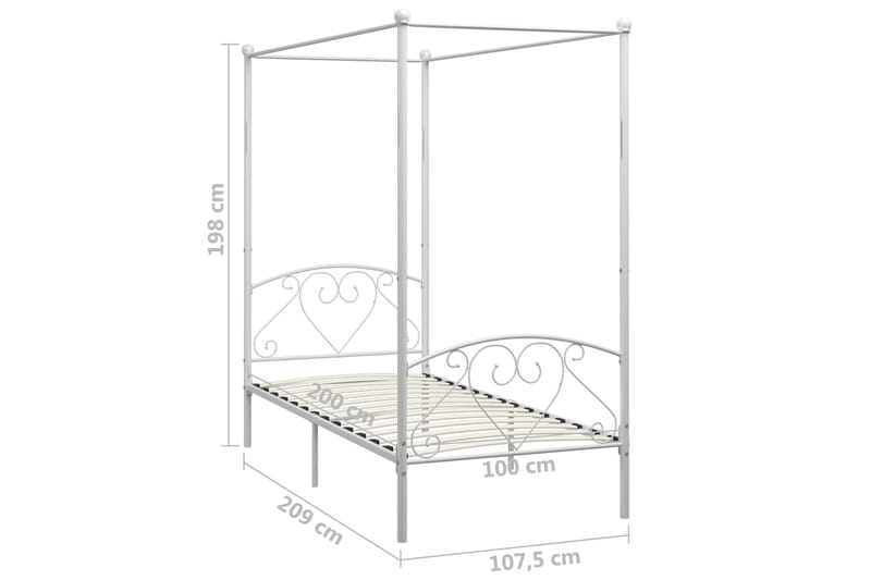 Himmelsengeramme hvit metall 100x200 cm - Møbler - Senger - Himmelseng