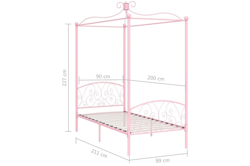 Himmelsengeramme rosa metall 90x200 cm - Møbler - Senger - Himmelseng