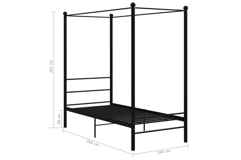 Himmelsengeramme svart metall 100x200 cm - Svart - Møbler - Senger - Himmelseng