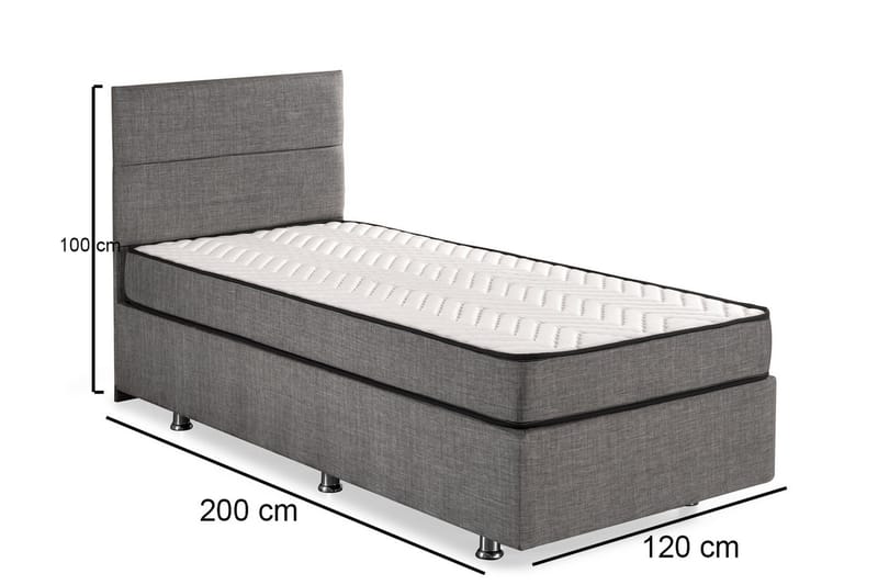 Argentu Kontinentalseng 120x200 cm - Grå - Møbler - Senger - Komplett sengepakke