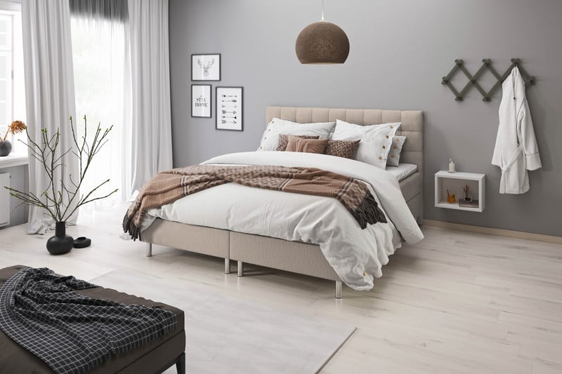 Montana Komplett Sengpakke med Oppbevaring 90x200 cm - Beige - Møbler - Senger - Komplett sengepakke