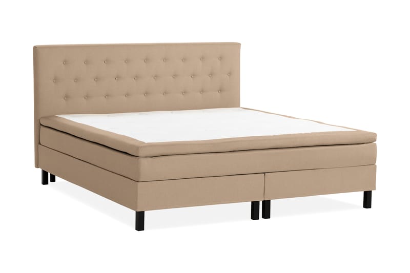 Scarlett Sengepakke 210x210 Skummadrass - Knappet gavl Beige - Komplett sengepakke - Kontinentalsenger - Dobbeltsenger - Familieseng