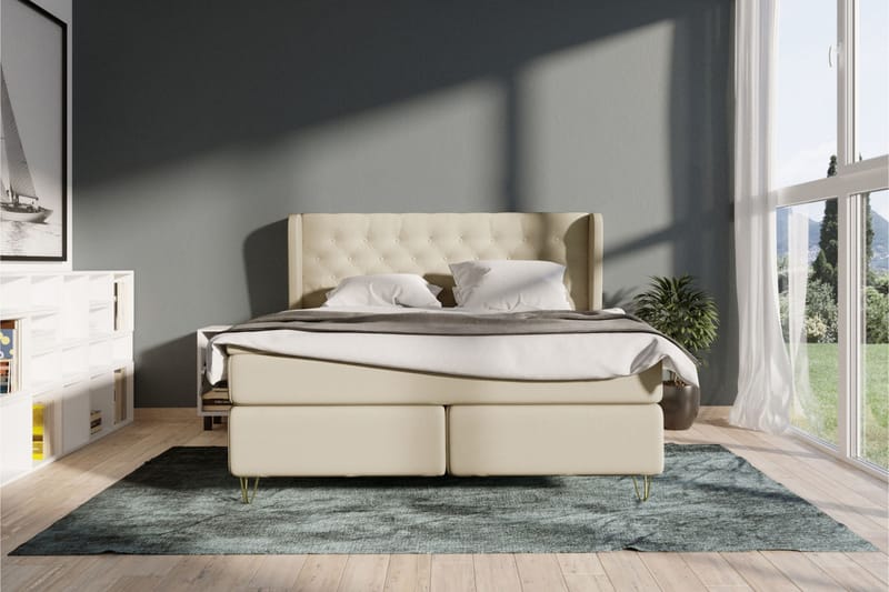 Select No 4 Komplett Sengepakke 120x200 Fast - Beige/Gullben - Møbler - Senger - Komplett sengepakke