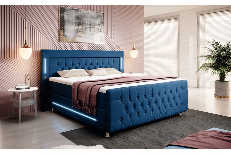 Valentino Sengepakke Kontinentalseng 160x200 - Blå (+Flere valg) - Komplett sengepakke - Kontinentalsenger