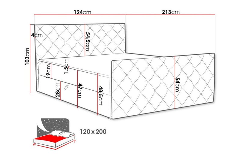 Boisdale Kontinentalseng 120x200 cm - Lyseblå/Mørkeblå - Møbler - Senger - Kontinentalsenger