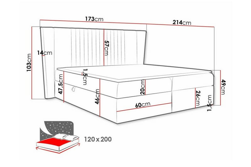 Boisdale Kontinentalseng 120x200 cm - Lysegrå/Mørkegrå - Møbler - Senger - Kontinentalsenger