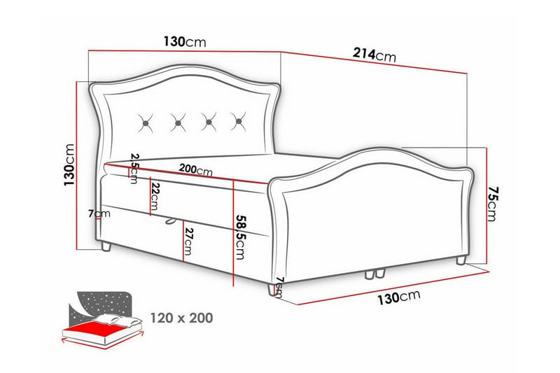 Boisdale Kontinentalseng 120x200 cm - Mørkegrå - Møbler - Senger - Kontinentalsenger