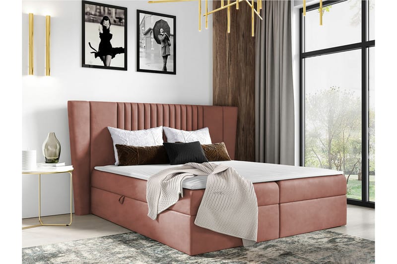 Boisdale Kontinentalseng 120x200 cm - Rosa/Beige - Møbler - Senger - Kontinentalsenger