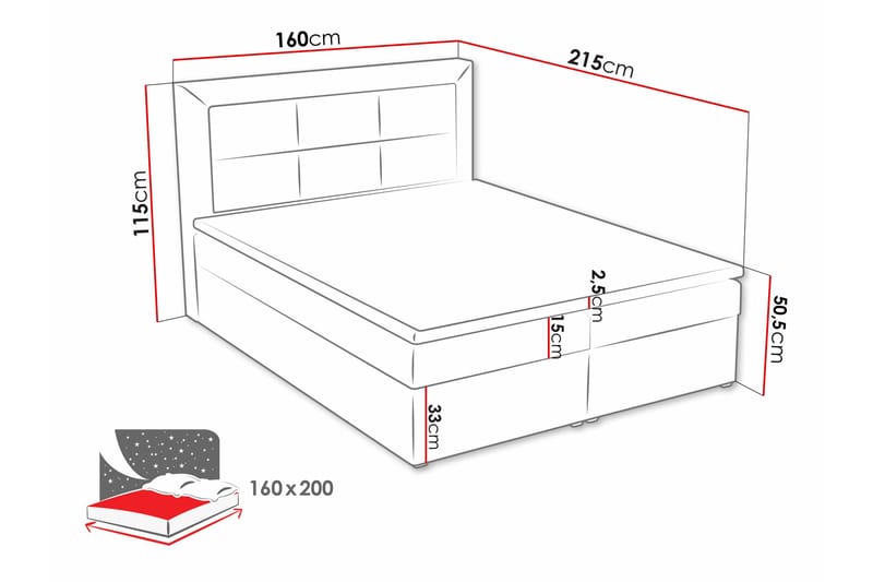 Clasic Box Kontinentalseng 160x215 cm - Svart - Møbler - Senger - Kontinentalsenger