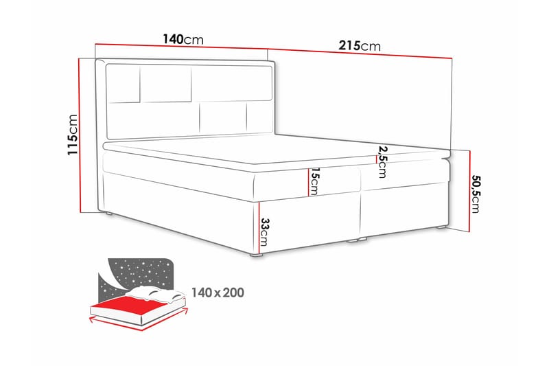 Deco Kontinentalseng 140x215 cm - Blå - Møbler - Senger - Kontinentalsenger