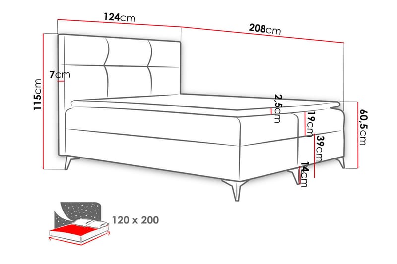 Galtebol Kontinentalseng 120x200 cm - Møbler - Senger - Kontinentalsenger