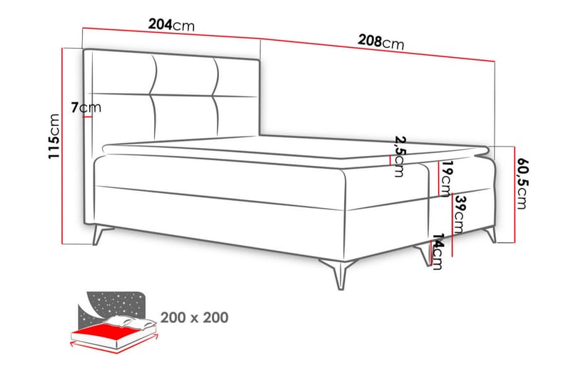 Galtebol Kontinentalseng 200x200 cm - Grå - Møbler - Senger - Kontinentalsenger