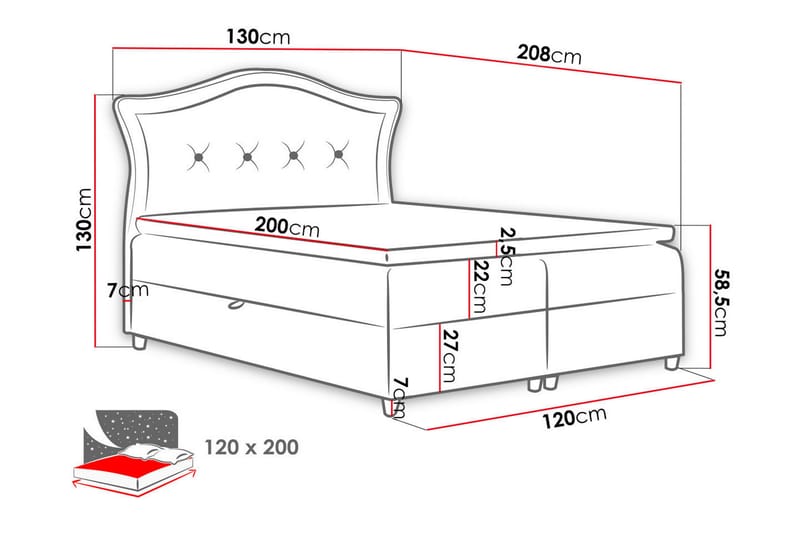 Hestra Kontinentalseng 120x200 cm - Møbler - Senger - Kontinentalsenger