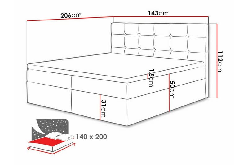 Kintore Kontinentalseng 140x200 cm - Beige/Lys Beige - Møbler - Senger - Kontinentalsenger