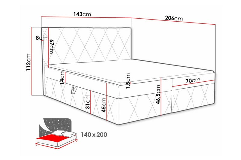 Kintore Kontinentalseng 140x200 cm - Lyse brun - Møbler - Senger - Kontinentalsenger