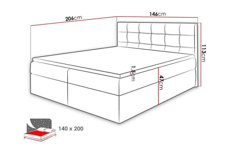 Kintore Kontinentalseng 140x200 cm - Mørkeblå - Møbler - Senger - Kontinentalsenger