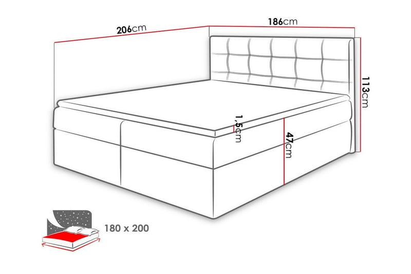 Kintore Kontinentalseng 180x200 cm - Mørkegrå - Møbler - Senger - Kontinentalsenger