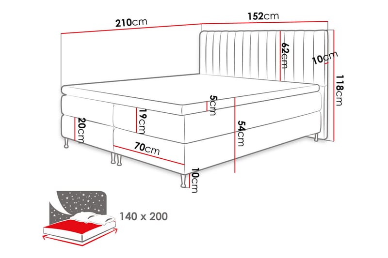 Kontinentalseng 118x210 cm - Møbler - Senger - Kontinentalsenger